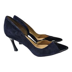 NATURALIZER "Audra" Navy Suede & Black Patent Leather Pump - Size 9‎